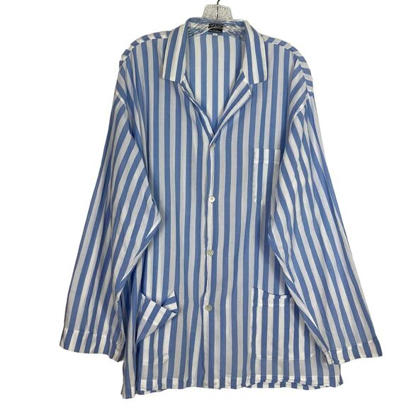 MAUS HOFFMAN SOLEMARE Pajama Top Men XL Italy Blue Stripe - Picture 1 of 11